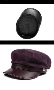 Chapeau de <span class=keywords><strong>marin</strong></span> en cuir de mouton véritable brossé en gros, chapeau de newsboy, chapeau de cabbie, chapeau de boulanger, chapeau de pêcheur, chapeau de capitaine pour femmes - Product Image 6