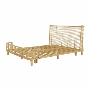 เตียงหวายขนาดควีนไซส์สำหรับโรงแรมเตียงคลาสสิกแบบดั้งเดิมเฟอร์นิเจอร์บ้านขนาด1.5เมตร1.8เมตรโครงหวายเตียงโรงแรม - Product Image 1