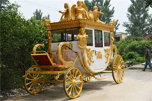 OEM Wedding Electric Horse Drawn Carriage Golden Color Royal Sculpture Horse Carriage on Sale - Product Image 4