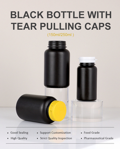 Botella de Suplemento Vitamínico de Cápsulas de PET de Grado Alimenticio Negra y Blanca de 300 ml con Tapa Desprendible, Admite Personalización - Product Image 6