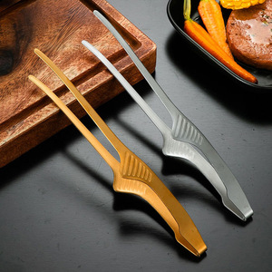 304 Stainless Steel Korean <b>Style</b> Pointed-to-Round-<b>Head</b> BBQ Tongs, Food Tongs, Hot Pot Tongs, Barbecue Tongs, Bread Tongs, - Product Image 1