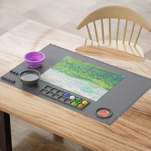 CARATTEノンスティックレジンクラフトアートマット、12色ディバイダー付き防水シリコンペインティングマット、子供用カップ付き - Product Image 5