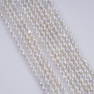 Chaîne de perles d'eau douce naturelles roses en forme de riz 3,5-4 mm Perles régénérées AK Produit semi-fini Perles en vrac - Product Image 3