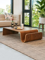 Table basse simple en bois courbé, grande table à thé incurvée, mobilier de loisirs contemporain en bois pour salon