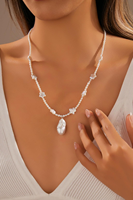 Collier à breloques en perles baroques bohèmes avec boucle en cuivre plaqué or - Matériel naturel certifié CE ASTM REACH - Bijoux de mode
