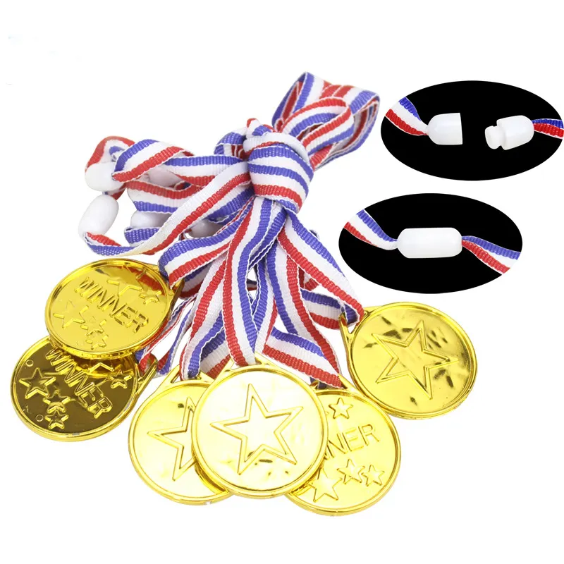 זהב מצופה פלסטיק זול ילדי מדליון גודל קטן הפרס מדליית עם סרט אירועים הפרס מתנות ספורט מדליה ריקה