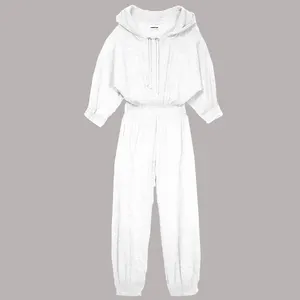 Leisure Home Damen overall Blank Einfarbige Overalls Damen overall mit Kapuze und verstellbarem Kordel zug