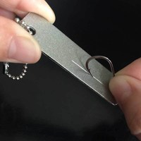 Aiguiseur d'hameçon de pêche Portable, pierre de diamant, hameçon de poisson outils d'affûtage couteau pierre à aiguiser porte-clés pour accessoires de pêche en plein air