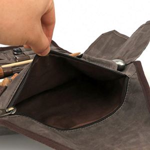 Échantillon gratuit : Sac de transport décontracté en toile cirée, 25 poches, pour ciseaux de sculpture sur bois, pochette à outils multi-usages avec fermeture éclair - Product Image 5