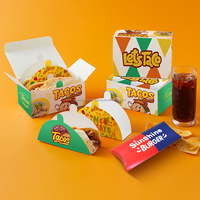 Boîtes alimentaires personnalisées pour restaurant, jetables, recyclables, avec lamination mate, pour tacos, à emporter, emballage à emporter