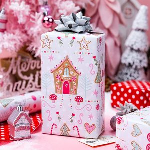 Papel de Regalo Navideño Burymento con Diseño de Casa de Jengibre, 17 Pulgadas x 32.8 Pies, Reversible, para Manualidades y Regalos - Product Image 5