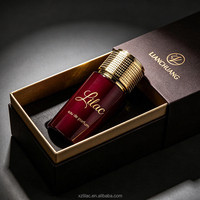 Flacon de parfum cylindrique de luxe en verre brillant haut de gamme, avec bouchon personnalisé à logo estampé à chaud, flacon vide pour parfum avec boîte cadeau