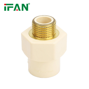 IFAN ASTM2846 Accesorio de CPVC de tamaño completo 1/2 "-3/4" PN16 Enchufe de rosca macho <span class=keywords><strong>crema</strong></span> Inserto de latón Accesorio de tubería de CPVC - Product Image 4