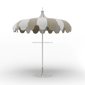 HH Heavy Duty Hawaii Bali Resort Pink and <span class=keywords><strong>White</strong></span> Stripe Pagoda <span class=keywords><strong>Patio</strong></span> Vieira Sombrilla de playa con borlas para jardín de hotel al aire libre - Product Image 5