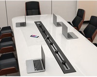 Enchufe de pista de mesa de escritorio de aluminio inteligente de 40CM UE EE. UU. Reino Unido y enchufes Enchufe móvil Mesa de conferencias Riel de alimentación Toma de pista de alimentación en