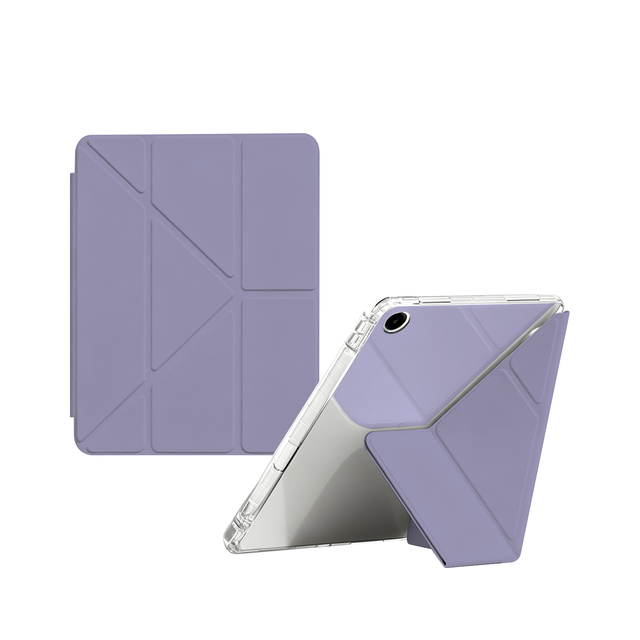 3+Y Origami Folding Stand Table Case for Galaxy Tab Multi-angle Viewing Clear Acrylic Back Shockproof Smart Folio Cover