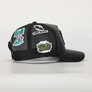 Casquette de camionneur en cuir PU avec logo brodé 5 panneaux, personnalisée OEM, haute qualité, certifiée BSCI, Gorras, casquette en maille - Product Image 4