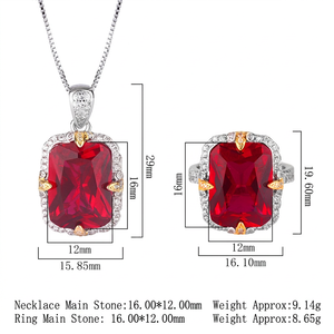 Collier Vintage Éco-responsable en Cuivre Plaqué Or avec Zircon Cubique Rouge 12x16mm Sertissage Griffe pour Mariage et Fête - Product Image 3