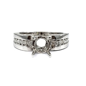 Wholesale Jewellery Specialized Top Quality 18k Solid White Gold Real Diamond Round Shape Semi Mount Engagement <b>Ring</b> for Women - Product Image 1
