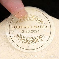 Étiquettes autocollantes transparentes personnalisées pour mariage, autocollants transparents imperméables avec monogramme personnalisé, étiquettes rondes, cadeau d'anniversaire