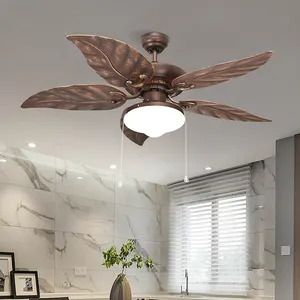 Modern European Style Decoration E27 48inch 5 ABS Blades Pull Chain Control Mute Ceiling Fan With Light