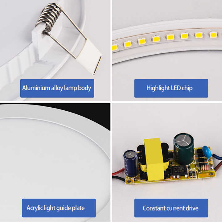 Lighting Factory Customized Recessed Led Panel Lights Lamp 3w~24w Commercial  Flat Round Square  Ultra-thin SMD Lamp