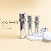 Ensemble d'emballages de luxe en acrylique pour soins de la peau avec flacon de lotion, flacon pulvérisateur et pot de crème pour marques de beauté en marque blanche