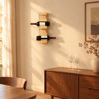 Ventes chaudes - Porte-bouteilles mural en bois massif, porte-bouteilles rustique en bois dur, porte-verres, organisateur de bouteilles de vin