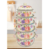 Ensemble de casseroles en émail de style américain avec couvercles, ustensiles de cuisine à induction pour cuisine, fête, cuisinière à gaz, design durable