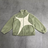 Veste en polaire sherpa personnalisée à col haut, bicolore, patchwork, pour l'hiver