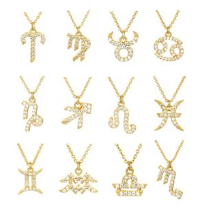 Groothandelsprijs 925 Sterling Zilver Vergulde Sieraden 12 Sterren Teken Dierenriem Hanger Ketting Met Zirkonia - Product Image 1