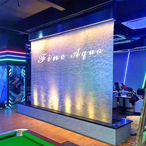 Fuente de Agua en Cascada de Acero Inoxidable Rectangular Personalizada con Iluminación LED, Cortina de Agua Independiente con Cambio de Colores - Product Image 1