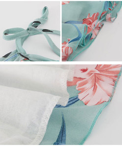 Vestidos de Fiesta de Verano para Niñas, Color Verde, con Estampado de Flores Rojas - Product Image 3