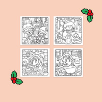 Livre de coloriage à thème de Noël très populaire – 48 livres de coloriage épais, fournitures d'art graffiti de dessins animés, styles variés