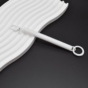 Chaîne anti-perte télescopique élastique en cordon coloré avec porte-clés, anneau en alliage, attache de porte et porte-carte d'identité, pour accrocher au sac - Product Image 3