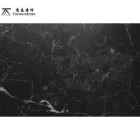 Azulejos clásicos de piedra sinterizada negra brillante para encimera de cocina, tocador de baño, escalera de comedor, gran superficie pulida