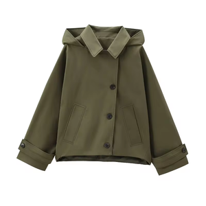 <span class=keywords><strong>Demi</strong></span>-<span class=keywords><strong>saison</strong></span> coupe-vent vêtements d'extérieur femmes 2024 automne extérieur surdimensionné Bomber veste manteaux vert chaud hiver vestes à capuche - Product Image 2