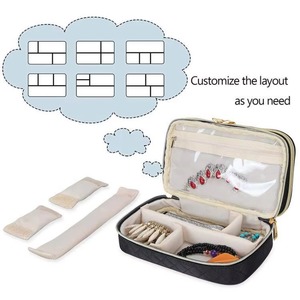Organisateur de bijoux double couche BSCI, boîte de voyage matelassée pour bagues, colliers, boucles d'oreilles, bracelets et plus, noir - Sac - Product Image 4