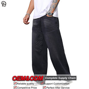 مخصص للرجال فضفاضة الساق واسعة الجينز السراويل أزياء الهيب هوب فضفاض خمر الجينز ملابس الشارع للرجال - Product Image 3