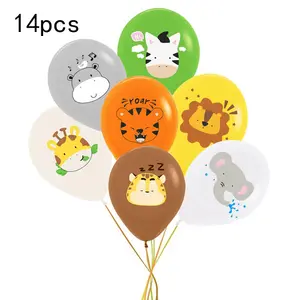 Huiran 14 Stks/pak 12Inch Dieren Latex Ballon Kids Jungle Thema Feest Ballonnen Verjaardag Baby Shower Partij Gunst