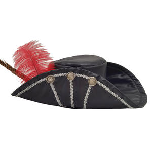 Chapeau de <span class=keywords><strong>pirate</strong></span> pour adulte personnalisé, chapeau de boucanier de luxe pour femme, <span class=keywords><strong>plume</strong></span>, chapeau de cowboy noir, costume, fournitures de fête promotionnelles - Product Image 2