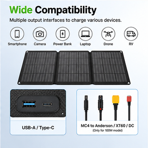Panneau solaire pliable 30W IP67 ETFE monocristallin, chargeur portable USB Type C pour le camping, la navigation de plaisance, la randonnée et les situations d'urgence - Product Image 2