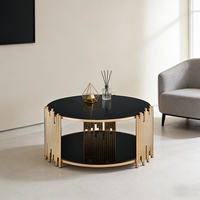 Table basse ronde en verre trempé multifonctionnelle à double étage, tendance 2025, écologique
