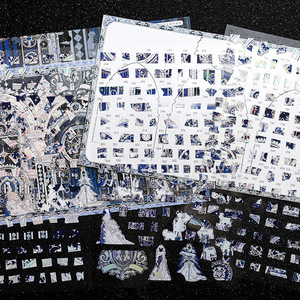 Paquete de 4 Hojas de Pegatinas Holográficas Plateadas 3D de <span class=keywords><strong>la</strong></span> <span class=keywords><strong>Serie</strong></span> Eternal Promise, Decoración Retro DIY con Efecto Concha Clásico - Product Image 4