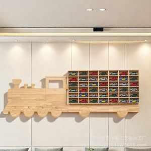 Étagère murale de rangement pour jouets de train en bois, 42 emplacements, pour chambre d'enfant - Product Image 1