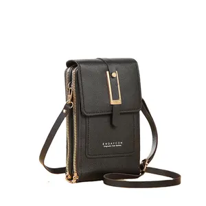 Sacos de alta qualidade das mulheres Carteiras De Couro Macio Touch Screen Cell Phone Purse Crossbody Shoulder Strap Handbag para Feminino