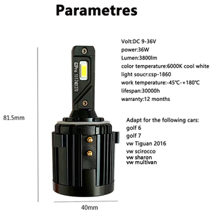 ระบบไฟหน้า LED ประสิทธิภาพสูง ปี <span class=keywords><strong>2022</strong></span> สำหรับรถยนต์ <span class=keywords><strong>Volkswagen</strong></span> Golf G2: หลอดไฟ H7 และ H15 แบบ Canbus พร้อมอุปกรณ์ดัดแปลงครบชุด - Product Image 6