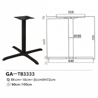 Base de table en acier estampé de type X, pied double colonne en X pour tables de salle à manger rondes/carrées