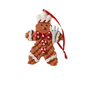 2025 vente chaude arbre de noël suspendus décor ensemble résine bonhomme de neige pain d'épice père noël renne ours noir ornements - Product Image 5