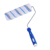 Rodillo de Pintura Decorativo con Rayas Azules de 9 Pulgadas, Rodillo de Pintura de Tela de Felpa Antideslizante